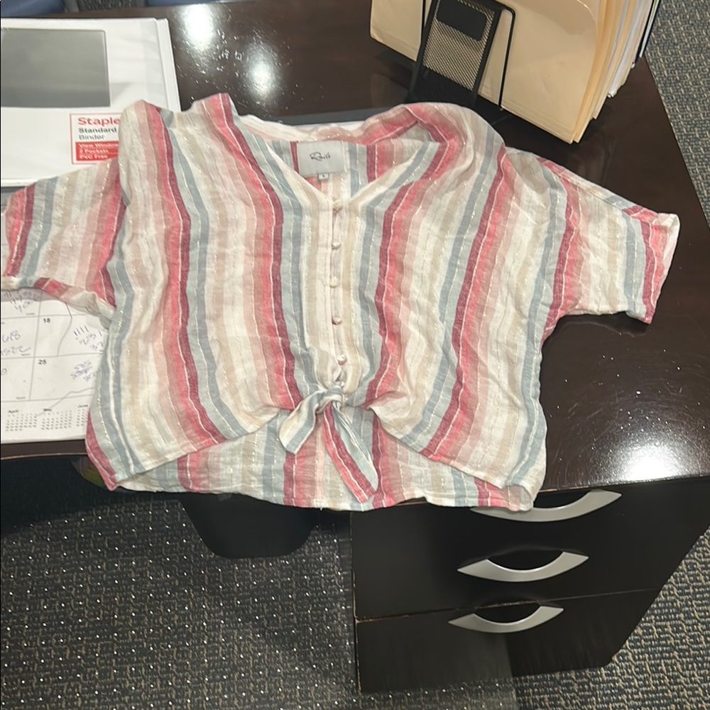Striped Shirt with Tie Front